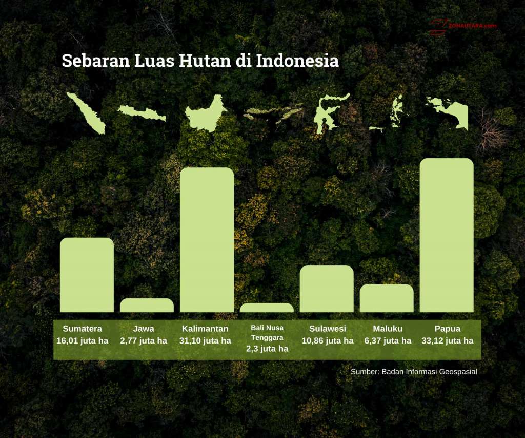 Sebaran luas hutan di Indonesia